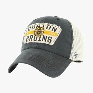 '47 Brand Boston Bruins Crawford Clean Up Cap Adjustable Black White NHL Hockey